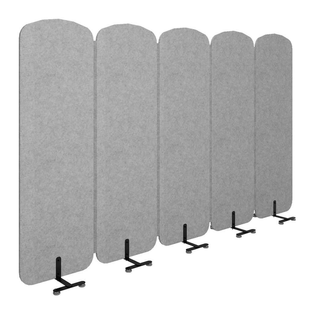 Natwind 5-Panel Office Room Divider, 122.8 x 71 inches Portable Office Partition, Freestanding Folding Privacy Wall for Cubicle & Temporary Indoor Space Separation (Grey)