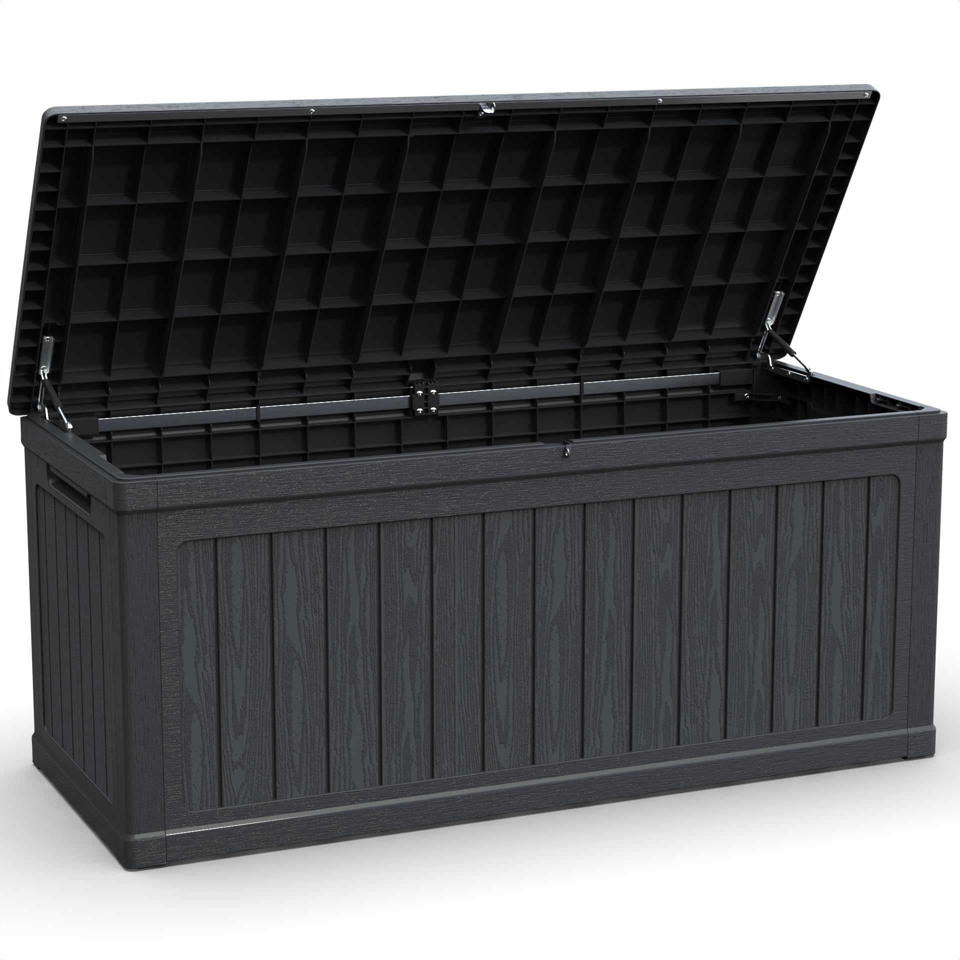 BLUECC Outdoor Deck Box Waterproof, Extra Large Plastic Patio Storage Cabinet with Lockable Black 68"*32"*34"