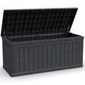 Seeheool 260 Gallon Large Outdoor Storage XXL Deck Box for Patio Furniture, Outdoor Cushions, Garden Tools and Sports/Pools Equipment, Waterproof Resin, Lockable, Black