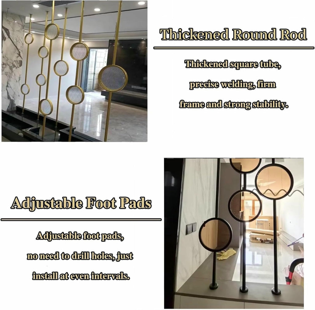 HCZKIUJ Metal Wall Partition Post Room Divider, Modern Partition Column Slats for Home Office Entryway, Portable Tile to Floor Privacy Screen Dividers (Style B Gold)