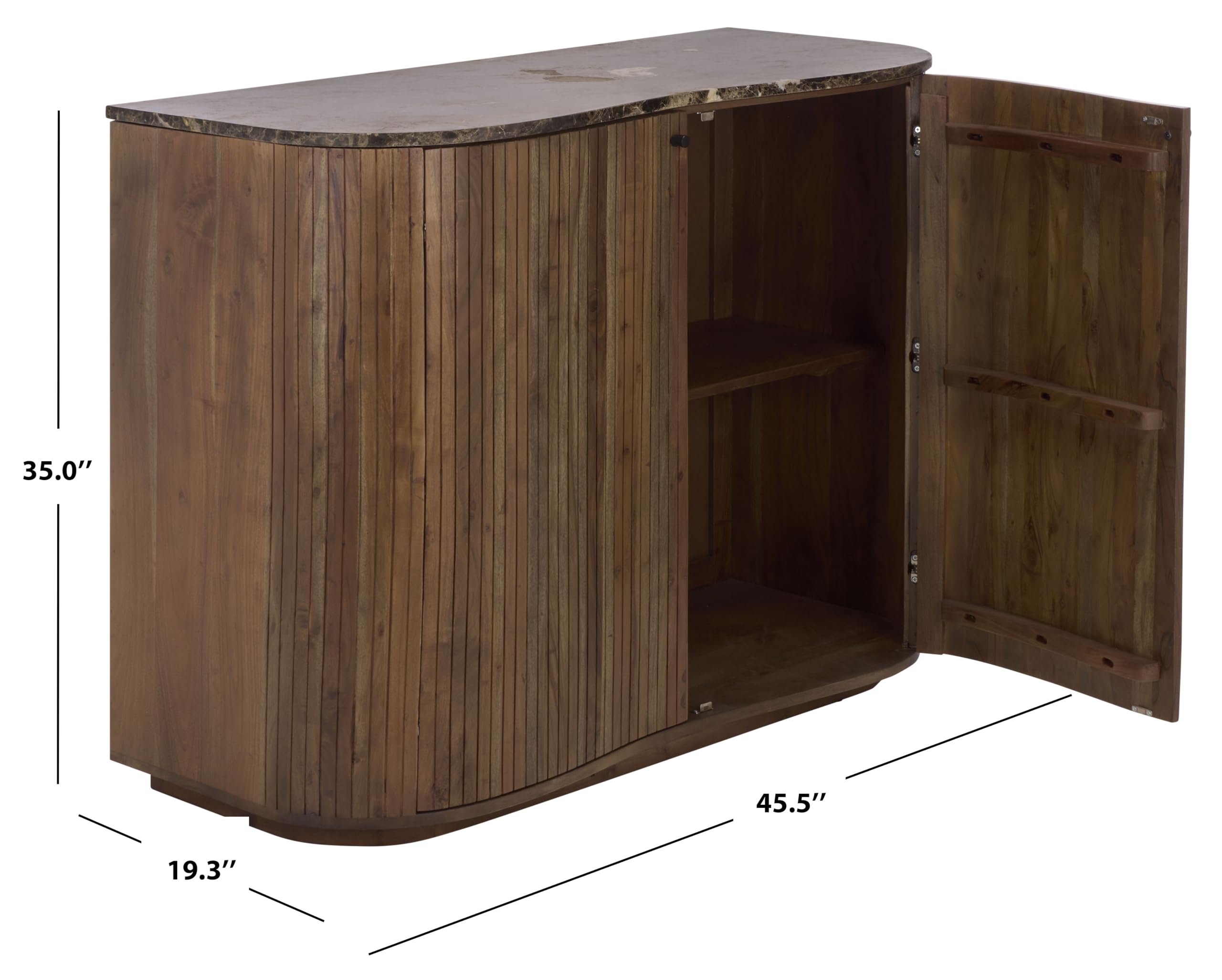 SAFAVIEH Couture Collection – Jamilah Brown 2-Door 2-Shelf Marble Top Chest, Fully Assembled (SFV5775A)