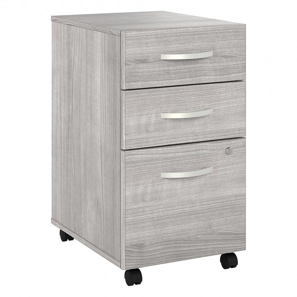 Bush Business Furniture Hustle Office Storage Cabinet with Wheels in Natural Elm, Mobile Organization Unit for Home and Professional Workspace