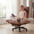 JULYMON Cross Legged Office Chair with Pets Friendly Seat, Plus Size Criss Cross Desk Chair, Big and Tall Office Chair with Foot Rest, Reversible Armrests & Wide Seat, Brown