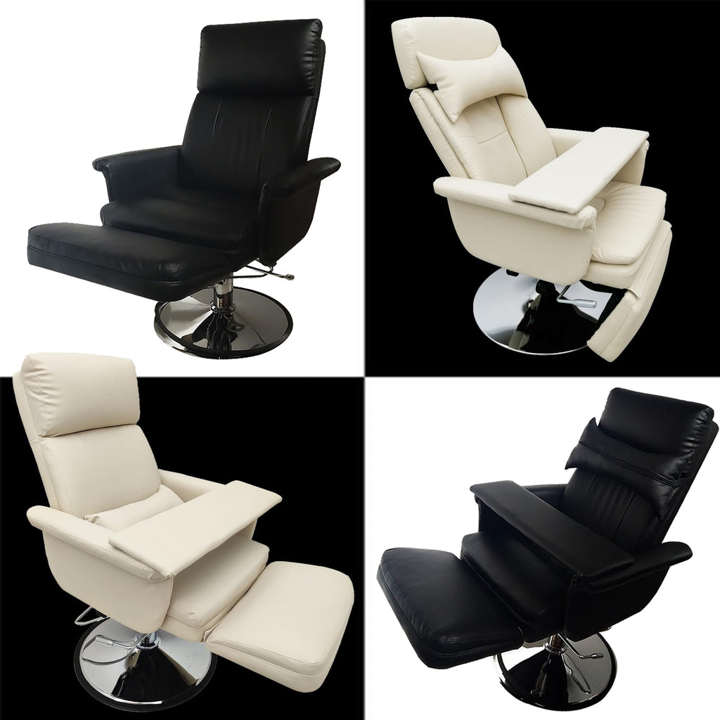 INTSUPERMAI Facial Beauty Salon Chair, 360° Rotation Angle, Max Load 440lbs, Hydraulics Tattoo Chair, Sitting and Reclining, White