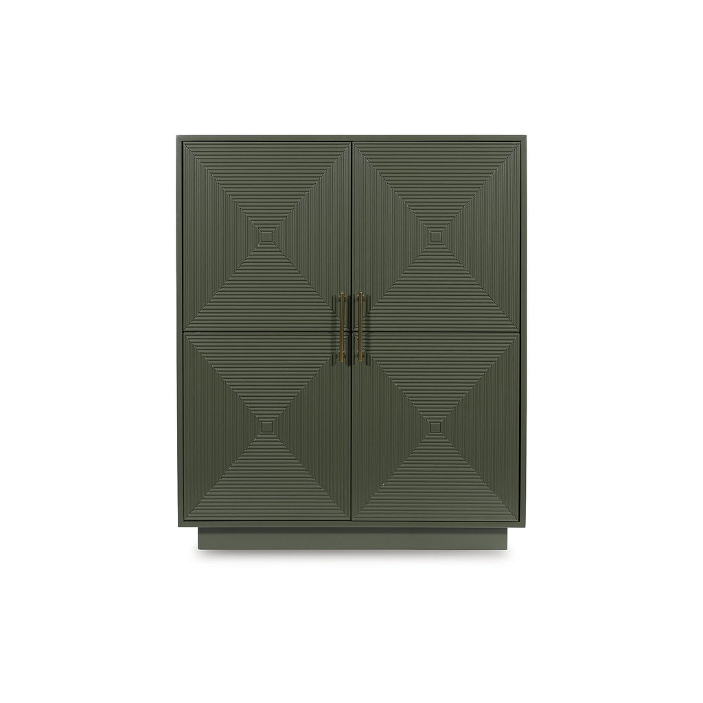 Signature Design by Ashley Geirwood Contemporary Accent Cabinet with Shelf and Geometric Pattern, Green