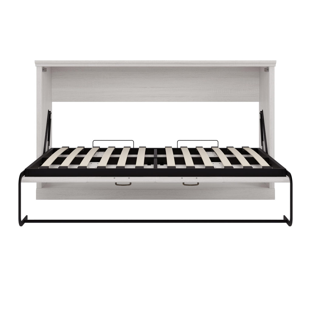 Merax Twin Size Horizontal Murphy Bed Wall Bed, Folding into a Cabinet, Space Saving Foldable Bed for Guest Room, Home Office, Apartment, Sturdy Metal Frame, Rustic White