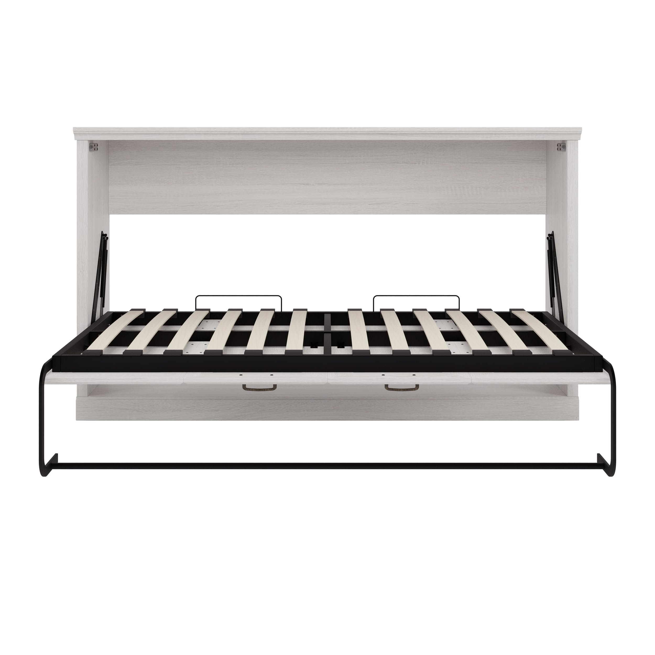 Merax Twin Size Horizontal Murphy Bed Wall Bed, Folding into a Cabinet, Space Saving Foldable Bed for Guest Room, Home Office, Apartment, Sturdy Metal Frame, Rustic White