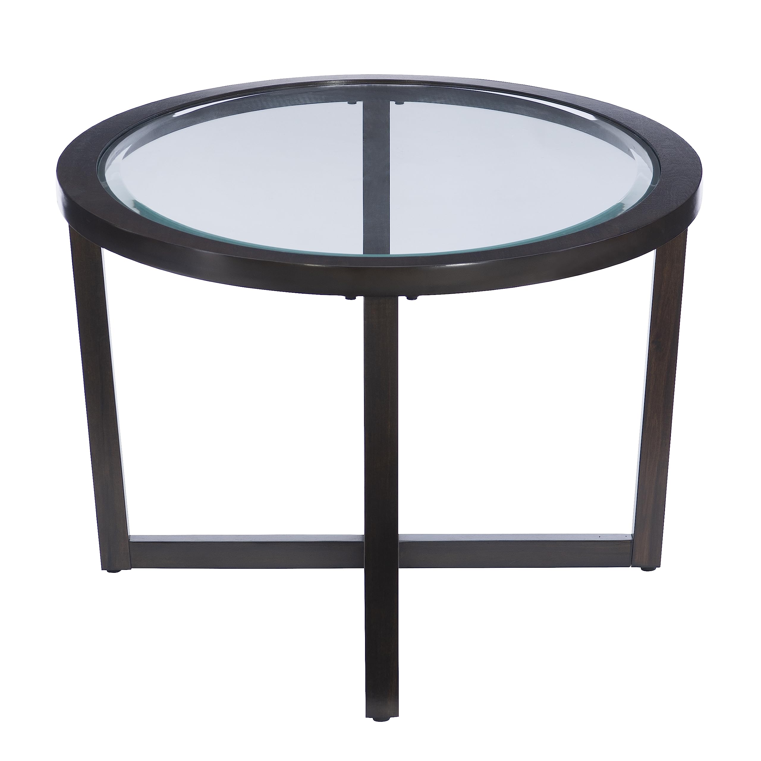 Powell Marta Umber Brown Wooden Three Piece Coffee and End Table Set with Tempered Glass Tops