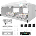 COBIZI 10x20 Pop Up Canopy Tent, Outdoor Party Tent with 4 Sidewalls, 1 Person Easy Set up, Tents for Parties with Fluorescent Strip & 4 Sandbags, Waterproof UPF50+, 3 Adjustable Height, White