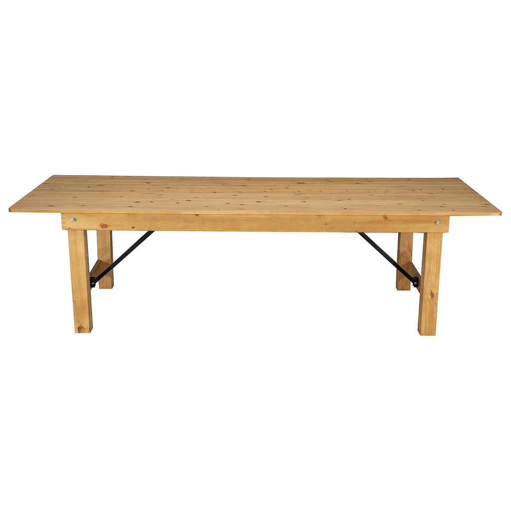 Taylor & Logan Ingles 9' x 40" Rectangular Antique Rustic Light Natural Solid Pine Folding Farm Table