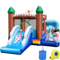 OLAKIDS Inflatable Bounce House, Christmas Snowman Theme Kids Jumping Castle with Slide Ball Pit Basketball Rim, Indoor Outdoor Inflatable Obstacle Course with 680W Blower Carry Bag
