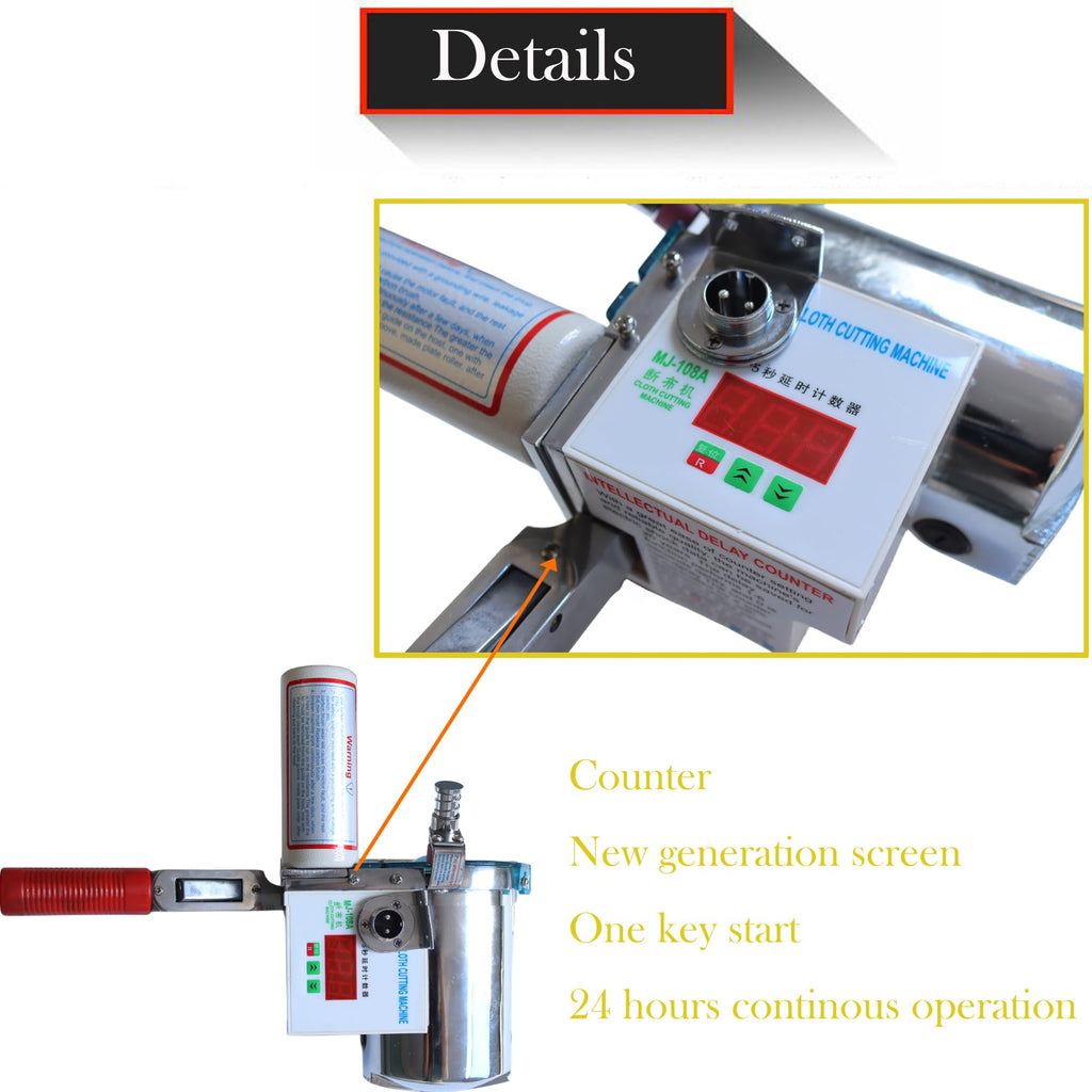 HQHAOTWU Cloth Cutting Machine High Speed Fabric Cutting Machine Cloth Cutter Fabric End Cutter with 86" Rack & Digital Counter for Clothing, Textiles, Leather 220V
