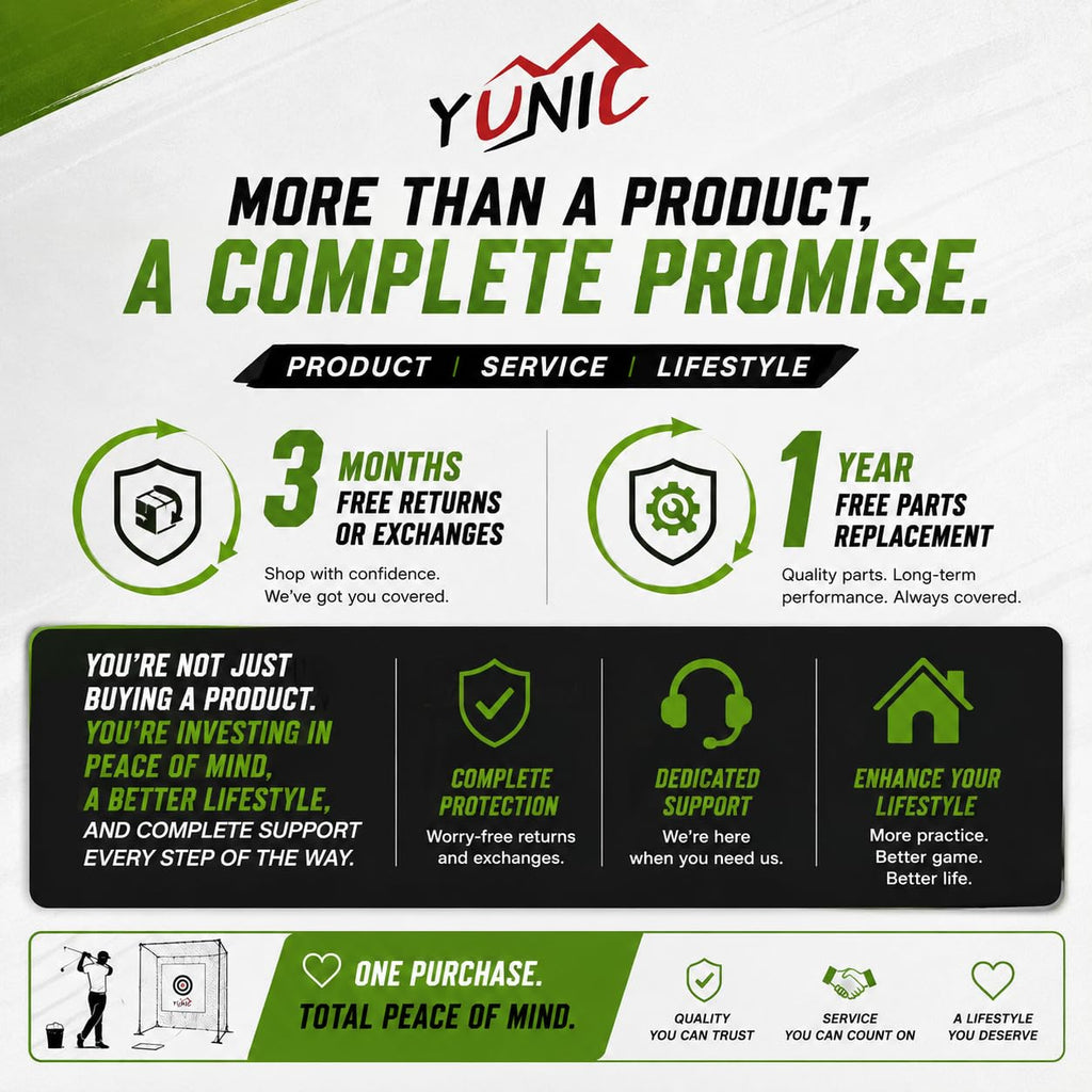 YUNIC Golf Driving Cage with Steel Frame, Golf Nets for Backyard Driving for Full Swing and Chipping Practice Indoor Outdoor (Black, 10'(W) x10'(H) x10'(D))