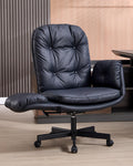 LukkDys Executive Office Chair, Big & Tall 400 lbs Capacity, Wide Seat, PU Leather, 5-Gear Lay-Flat Armrests (90°–180°) for Cross-Legged Comfort, 90–115° Recline, High Back Desk Chair, Black