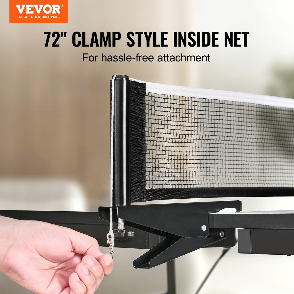 VEVOR Ping Pong Table, Professional Table Tennis Game, Indoor MDF Portable Table Tennis Table, Foldable Ping Pong Table with Quick Clamp Net and Lockable Wheel, 10 Minute Easy Assembly, 25mm Tabletops