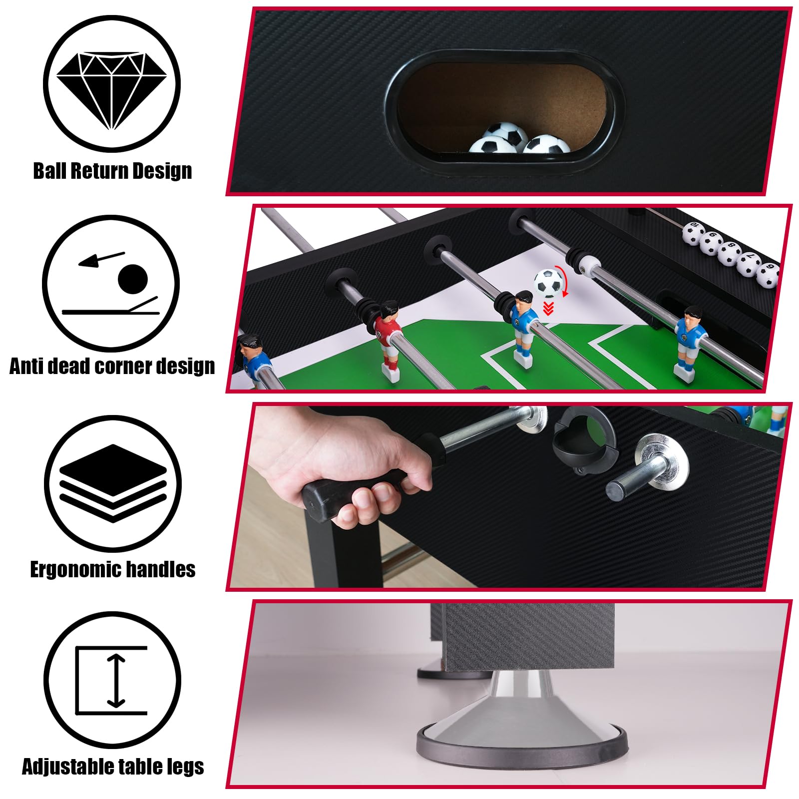Seydrey 55-Inch Competition Foosball Table, Wood Finish with Black Legs (Black 55inch)