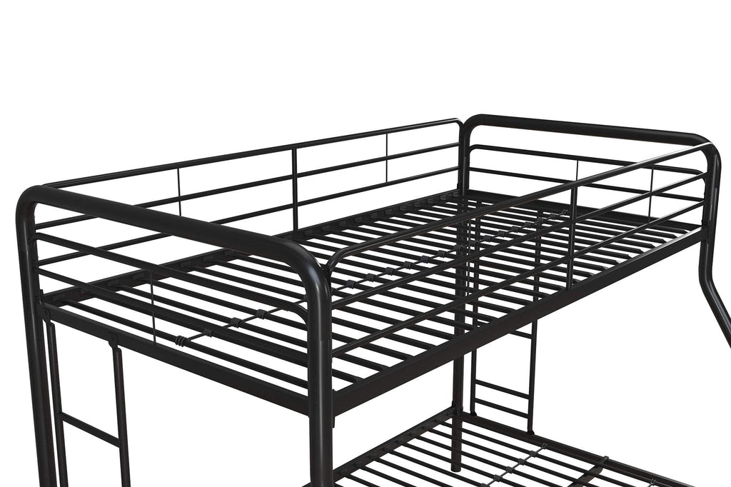 DHP Dusty Metal Bunk Bed with Secured Ladders, Twin/Full, Black