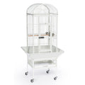 Prevue Pet Products Dome Top Bird Cage - Powder‑Coated Steel Cage with Wheels, Push Button Locks, Seed Guards and Perch, Ideal for Cockatiels, and All Small-Medium Sized Birds - Chalk White