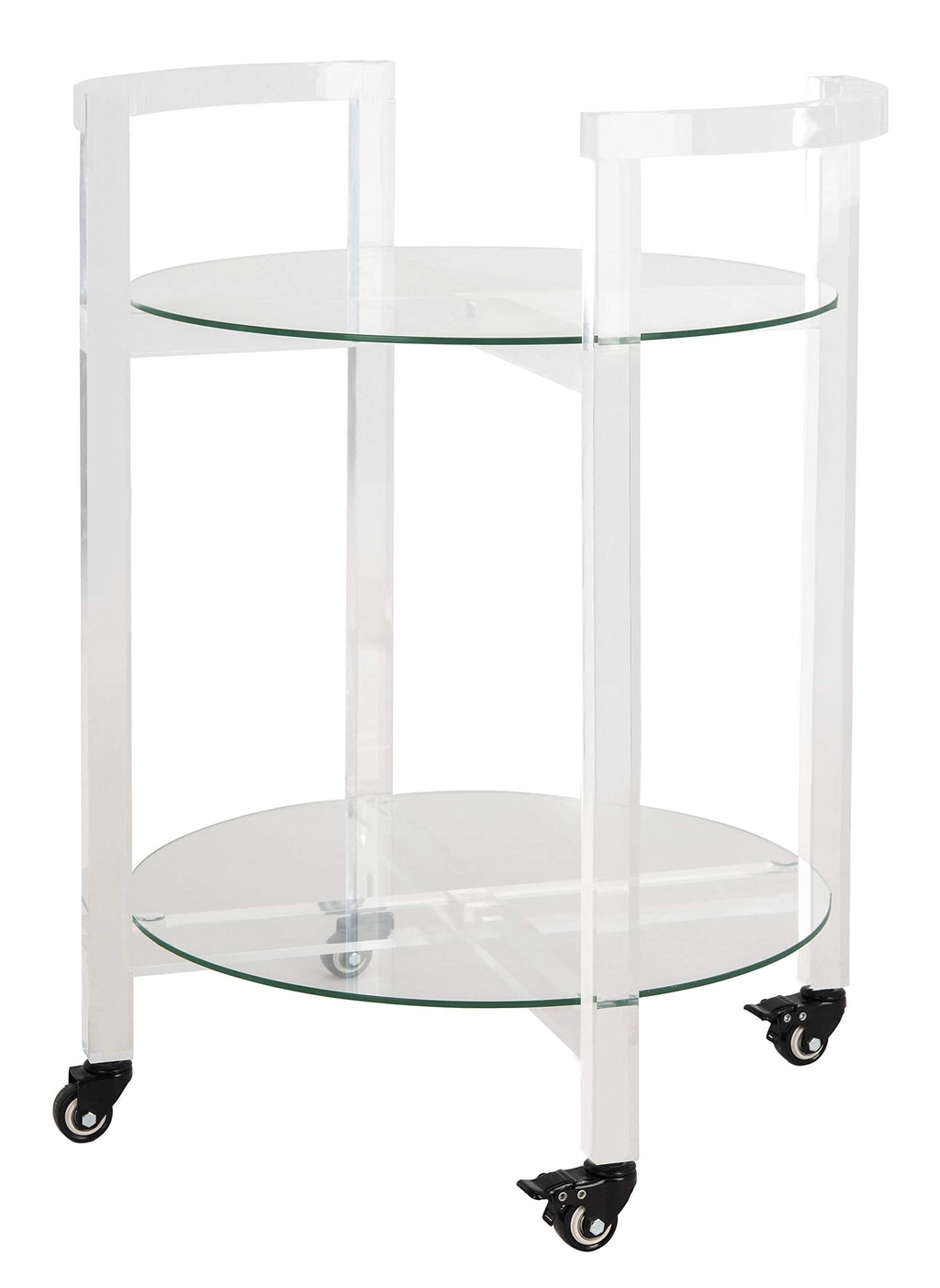 Safavieh Couture Home Jules Glam Clear Acrylic Glass Top 2-tier Bar Cart with Wheels