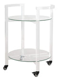 Safavieh Couture Home Jules Glam Clear Acrylic Glass Top 2-tier Bar Cart with Wheels