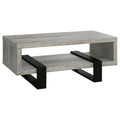 Coaster Home Furnishings - Dinard - Wood - Coffee Table with Metal Bases, Open Shelf, and Rectangular Surface - Living Room - 47-Inch - Grey Driftwood - 720878