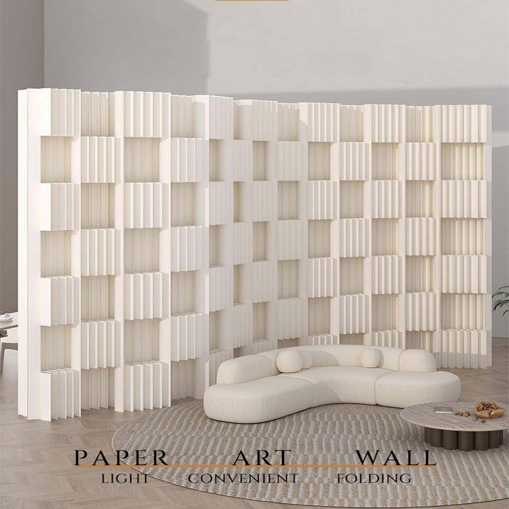 Folding Paper Room Divider, Portable Retractable Partition for Office, Room, Store Use, Lightweight and Easy to Setup, Ideal for Creating Space with Privacy