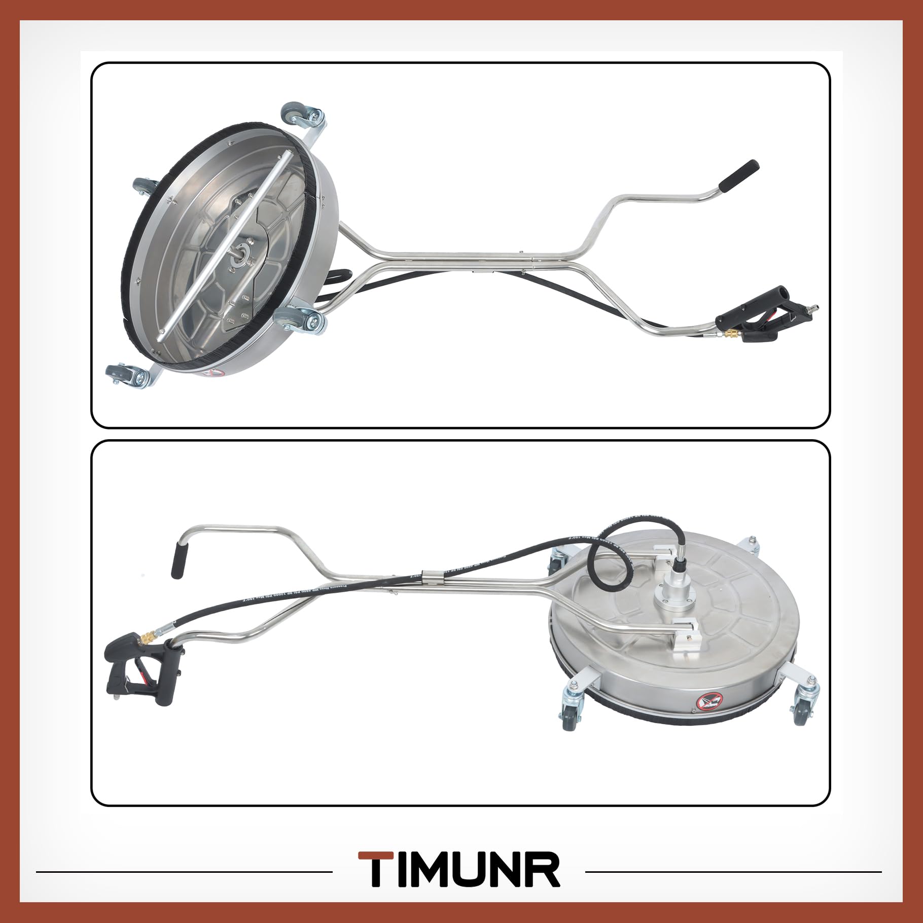 Timunr 24 Inch Pressure Washer Surface Cleaner with Handles and Wheels 6000psi Fit for Concrete, Sidewalk, Patio, Driveway