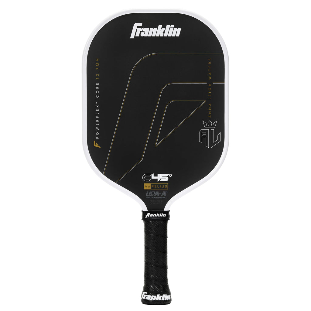 Franklin Sports PRO Pickleball Paddles – C45 Carbon Fiber Series - Official USAP + UPA Approved Pickleball Paddle - Aurelius 12.7mm Polymer Core - Official Shape of Anna Leigh Waters - Black/White