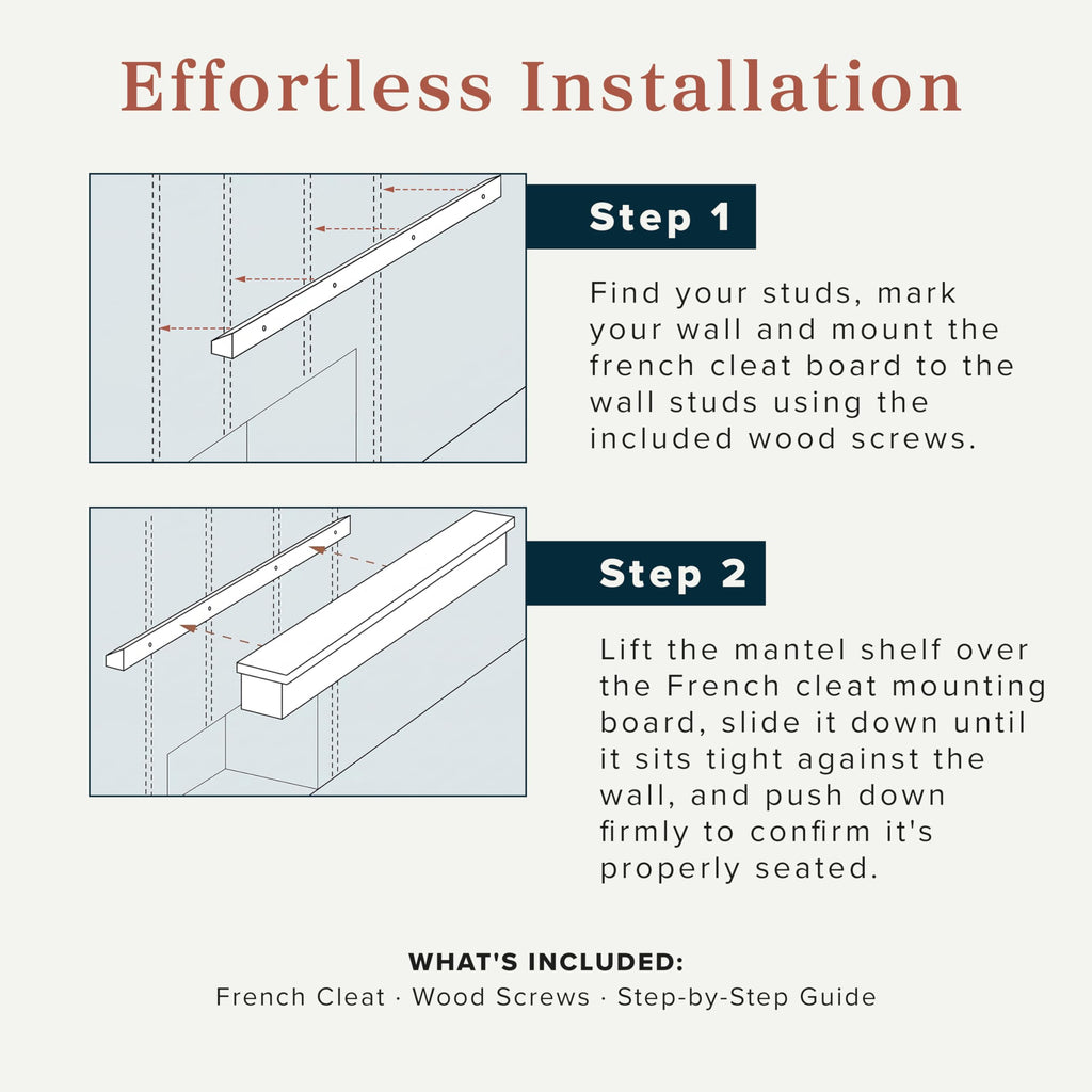 MANTELSDIRECT 60 Inch Floating Fireplace Mantel Wood Shelf in White - Colton from Mantels Direct | Wooden Rustic Wall Shelf Perfect for Décor and Electric Fireplaces