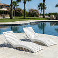 Tobeos Folding HDPE Pool Lounge Chairs Set of 2, Pre-Assembled Outdoor Chaise Lounge with Cup Holder for Poolside, Tanning Ledge, Pool Deck or Beach, Sandbag Not Included (White)