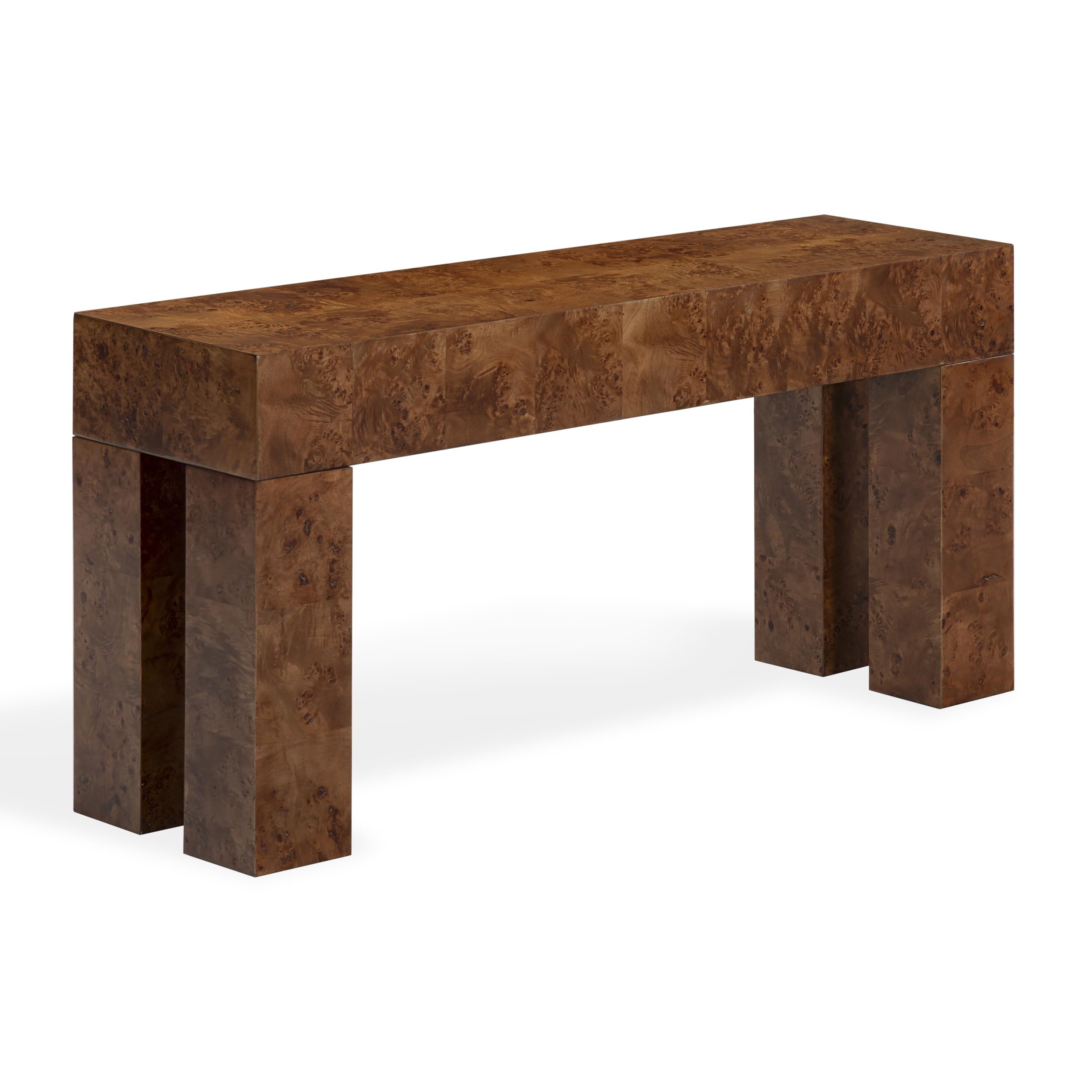 SAFAVIEH Couture Collection – Betharose Walnut Burl Wood Console Table, Modern Entryway & Living Room Accent (SFV2221A)
