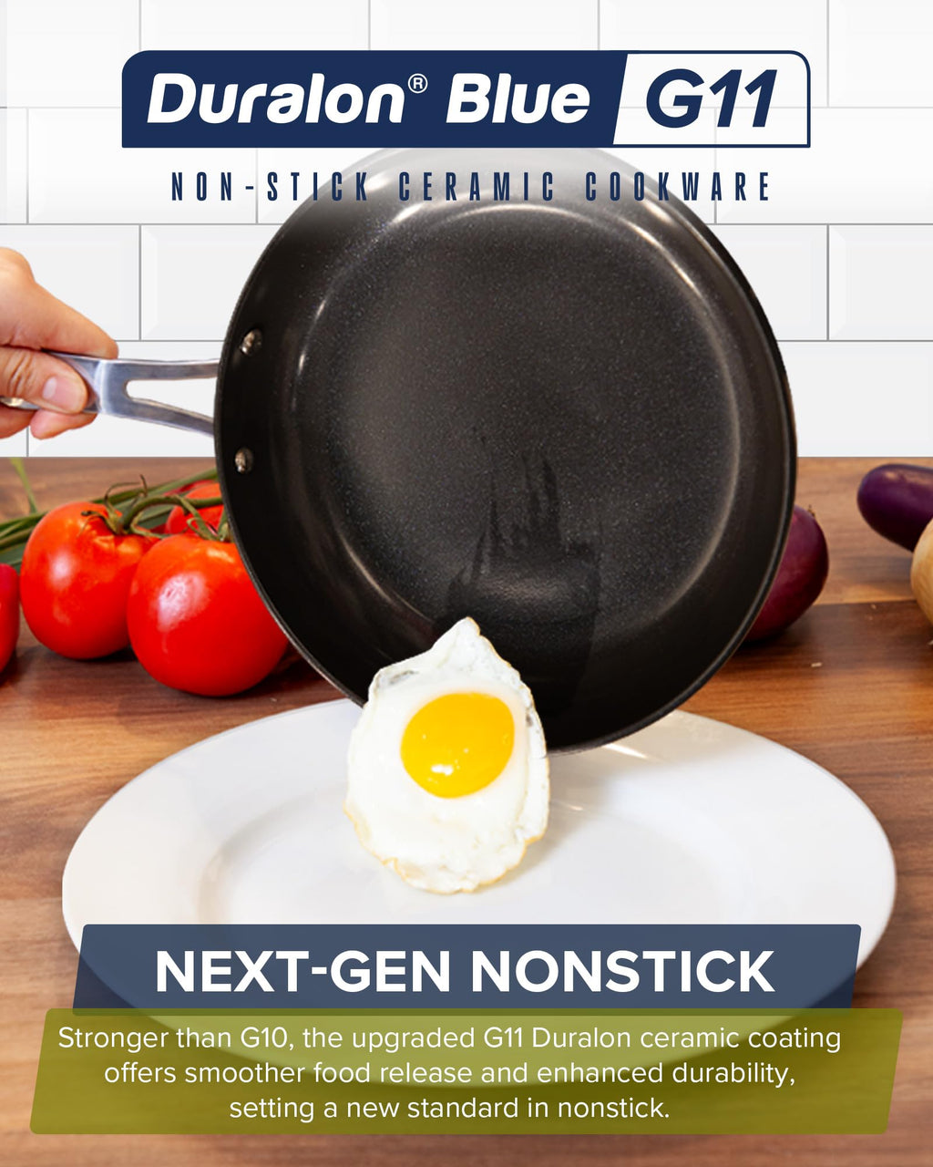 Nuwave Healthy G11-Pots and Pans Set Non Stick, 9H Near-Diamond Hardness Scratch-Resistant, Works on All Stovetops, PFAS Free, with Frying Pans, Saucepans & Glass Lids, Stay-Cool Handles, Deep Blue