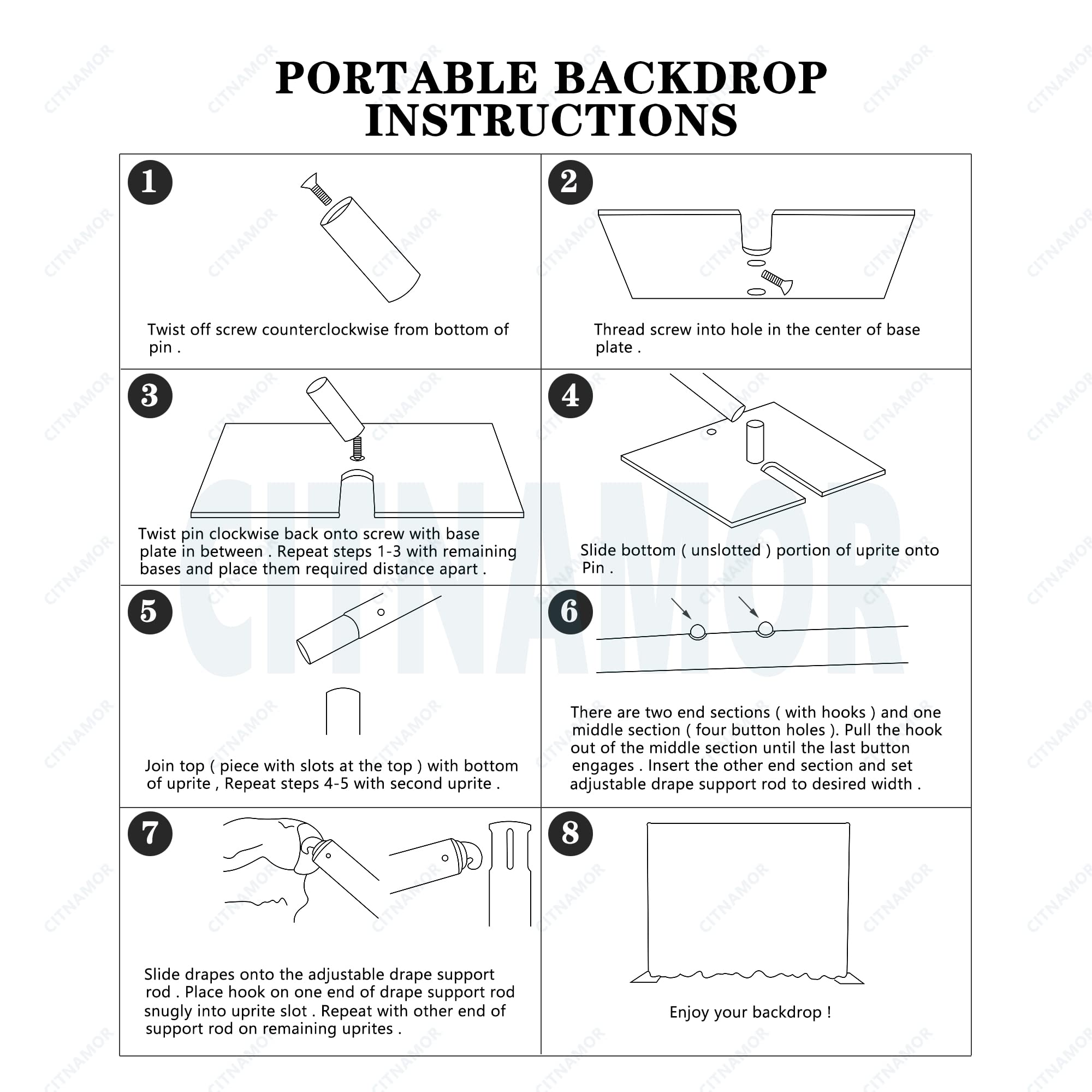 Pipe and Drape Adjustable Uprights, Crossbars,Bases & Hangers - Drape Systems for Backdrops, Trade Shows, Events, Photo Booths and Decorations by CITNAMOR (10' Tall x 10' Wide Kit(2xCrossbar))