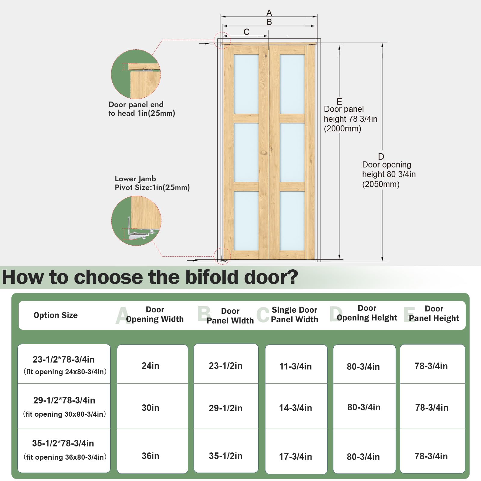 Roymelo Bifold Doors for 36"×80" Opening, Sliding Interior Tempered Frosted Glass Closet Folding Barn Door with Concealed Hardware Kit Included, 3-Panel Frosted Glass, Preassembled Door, DIY staining