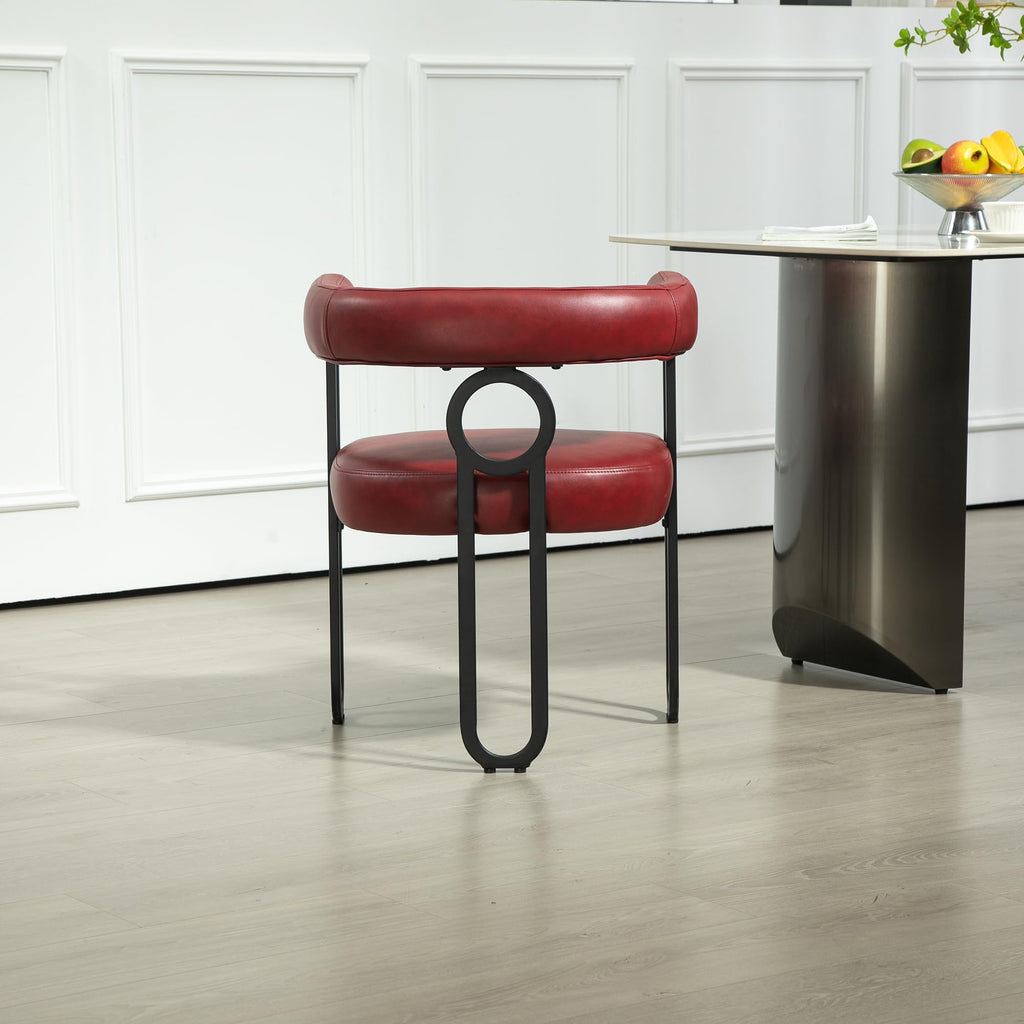 House Hold Contemporary Designed Chenille Fabric Upholstered Accent,Dining Chair,Barrel Side Chairs Kitchen Armchair for Living Room Set of 1 (Wine Red PU)