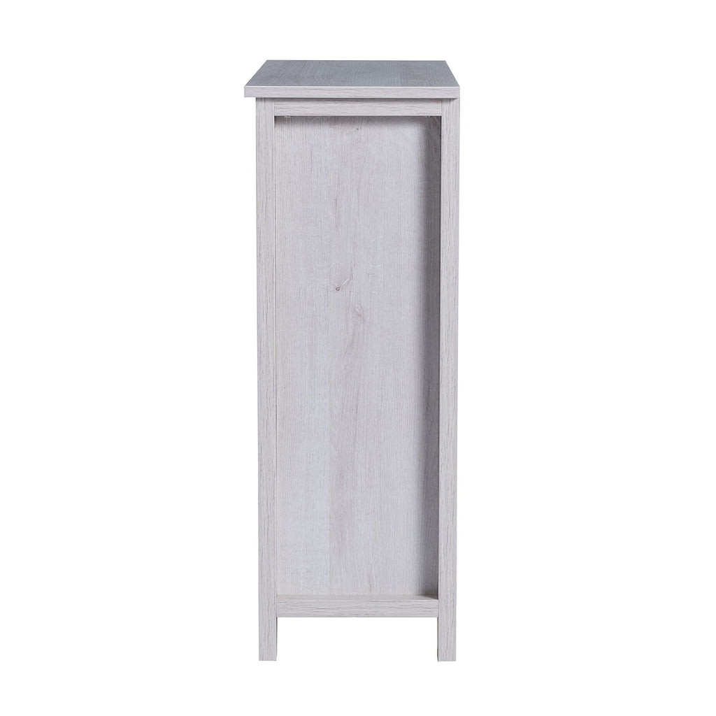 HOMES: Inside + Out Maifan Farmhouse 6-Shelf Wood 28 in. Shoes Cabinet for Living Room, Entryway, White Oak