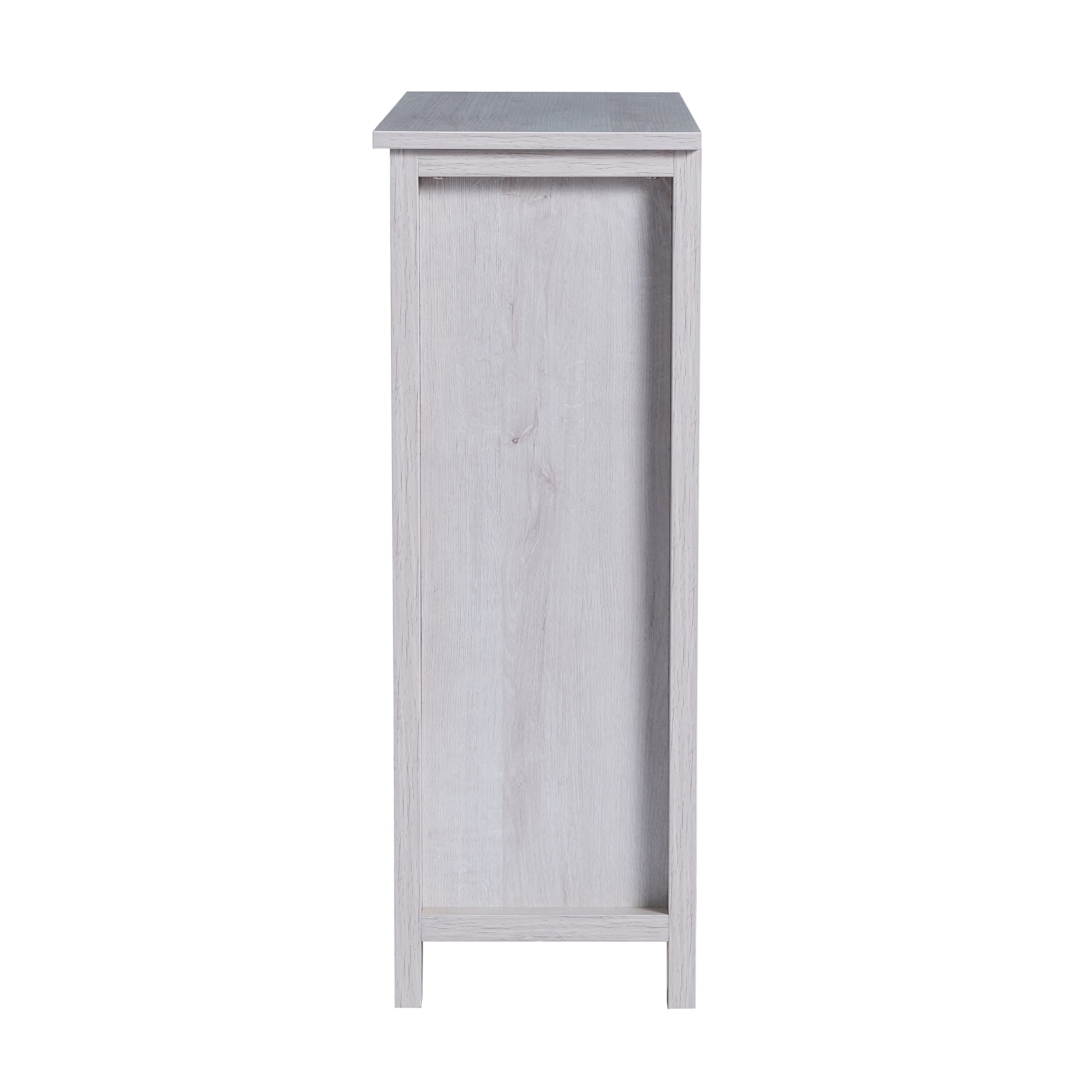 HOMES: Inside + Out Maifan Farmhouse 6-Shelf Wood 28 in. Shoes Cabinet for Living Room, Entryway, White Oak