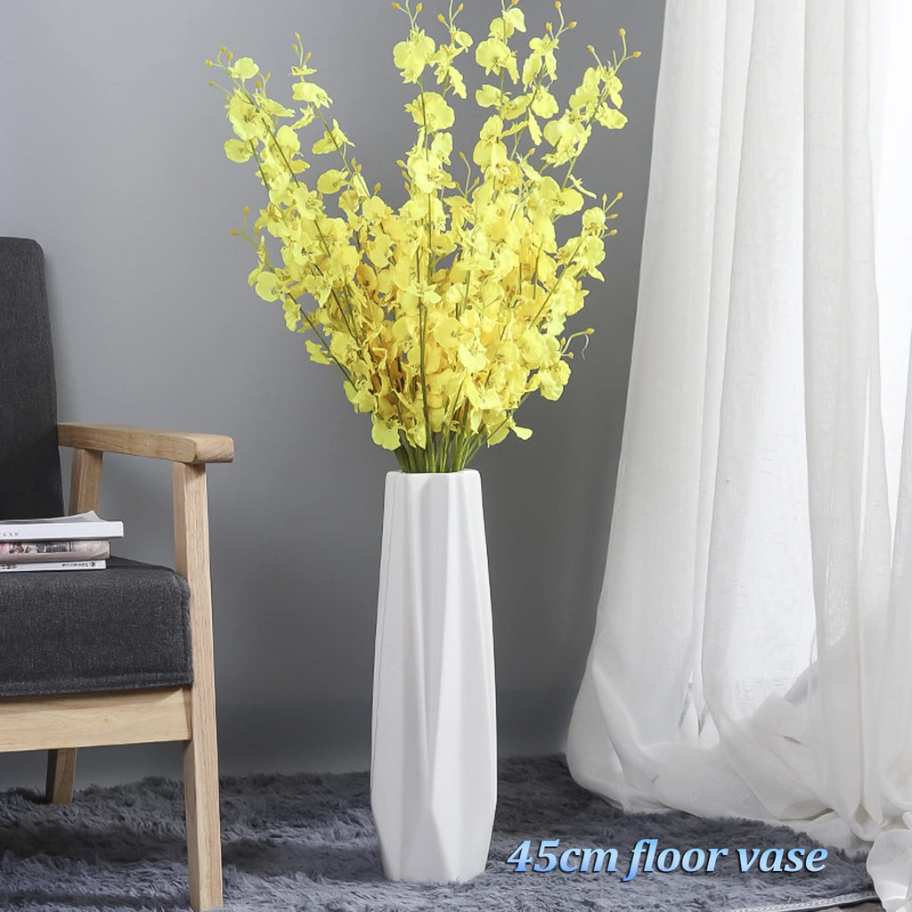 FKTHYO Floor vase Accessories Large Floor Vase,White Ceramic Vase,Handcrafted,Sophisticated Vessel for Decorative Branches and Dried Flowers (White 45cm)