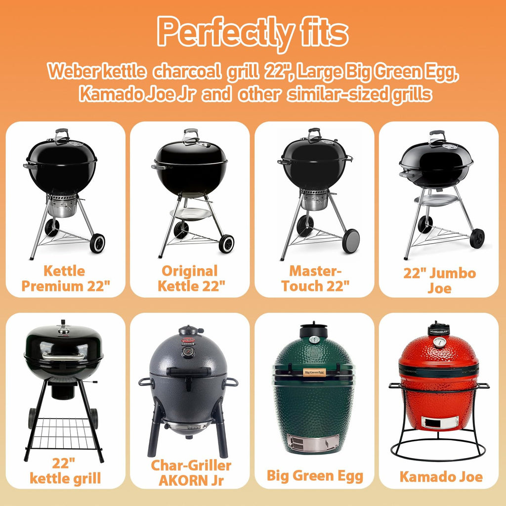 Utheer Grill Table Cart for Weber Kettle 22" Charcoal Grill, Big Green Egg, AKORN Jr – Oversized 47.7"x32.2" Surface (30% Larger) with 3-Level Adjustable Shelf, Storage Cabinet, Hooks & Towel Holder