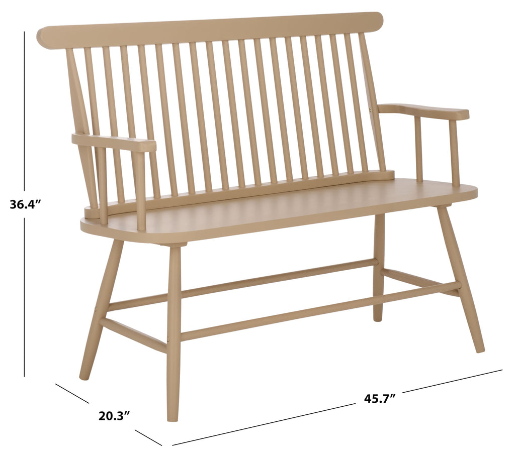 SAFAVIEH Home Collection - Eton Khaki Solid Wood Bench, Farmhouse Spindle Back Indoor Seating for Entryway or Dining (BCH3300C)