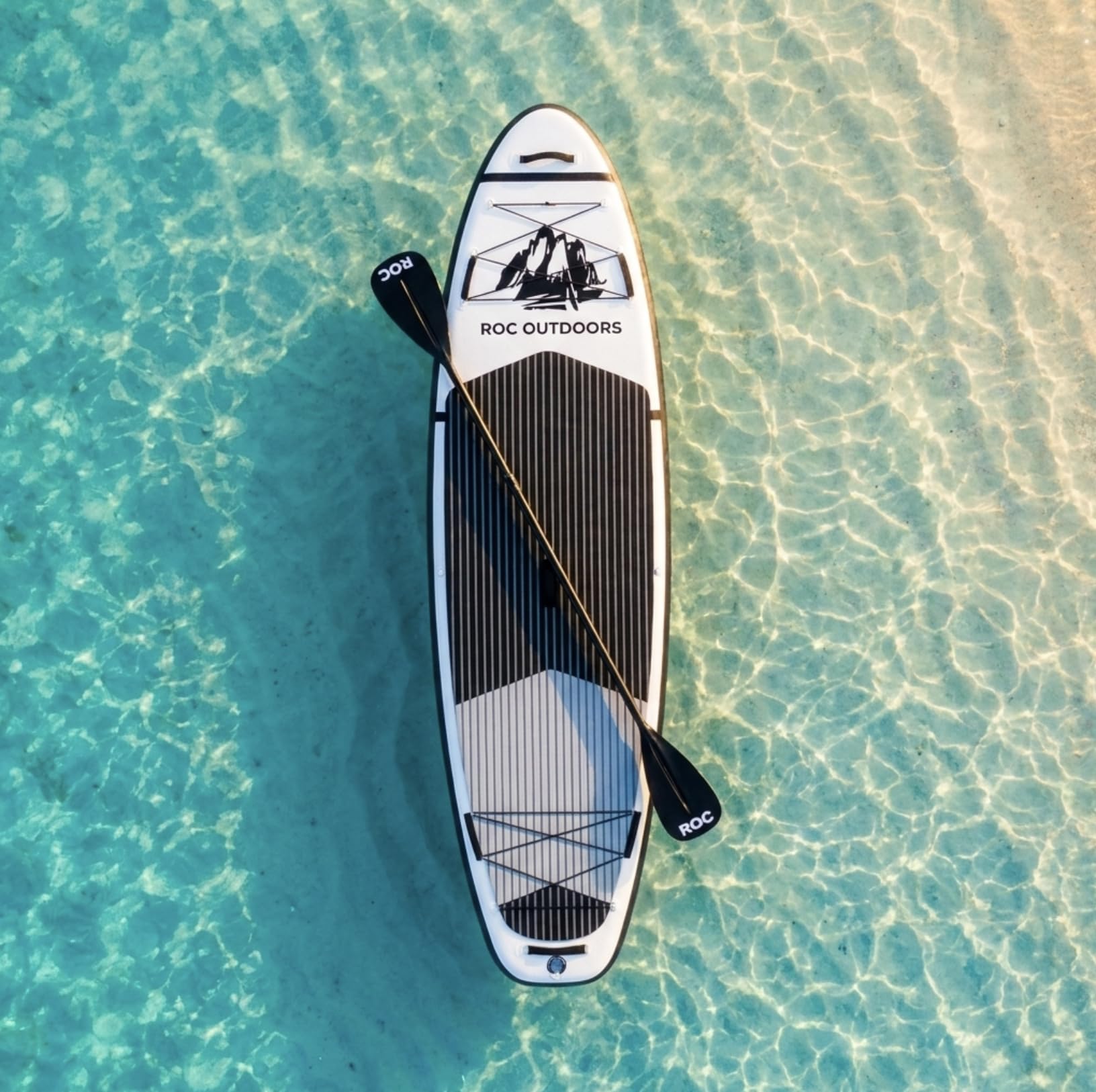 Roc Inflatable Stand Up Paddle Board 10' 6" with Premium SUP Paddle Board Accessories, Wide Stable Design, Non-Slip Comfort Deck for Youth & Adults (Black & White/Kayak Seat)