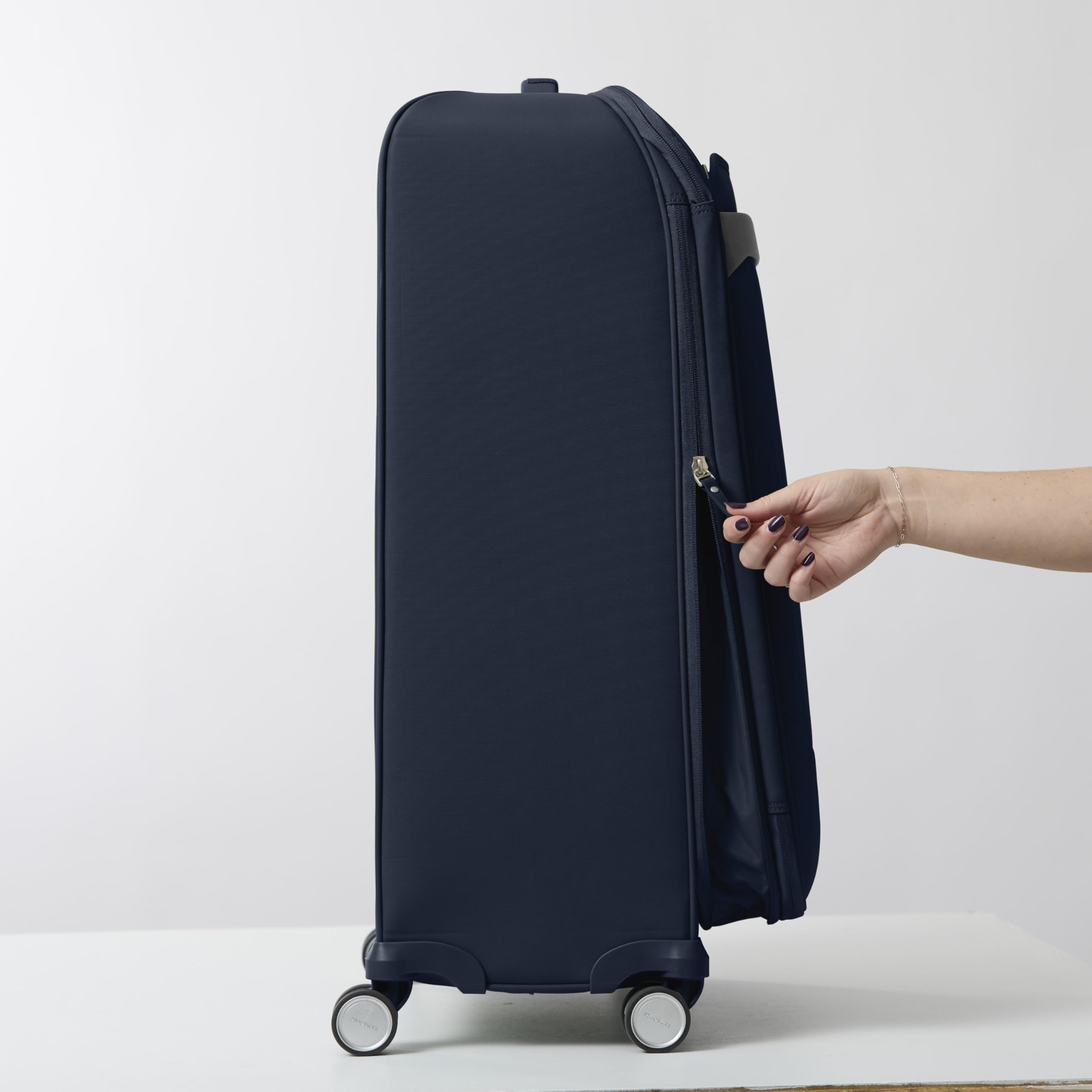 Samsonite Elevation Plus 30-Inch Large Checked Luggage - Expandable Softside Spinner Suitcase - Midnight Blue