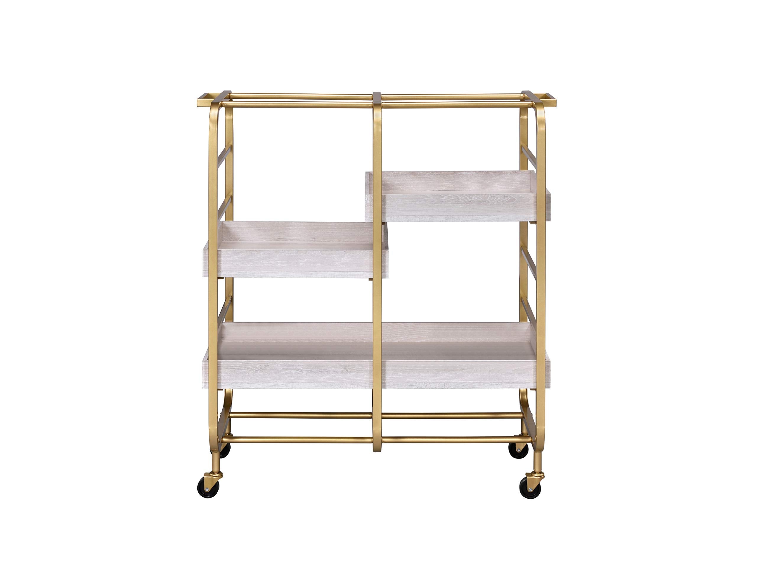 Gold & White Washed Finish Serving Cart
