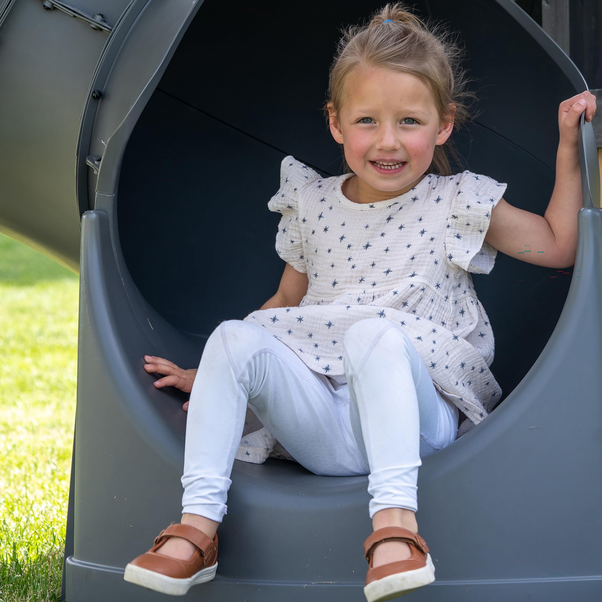 Backyard Discovery Dover Bay Spruce Wood Swing Set with Spiral Tube Slide, Wave Slide, Clubhouse, Rock Wall, Belt Swings, Step Ladder, Toy Telescope, Chalkboard, Outdoor Playset
