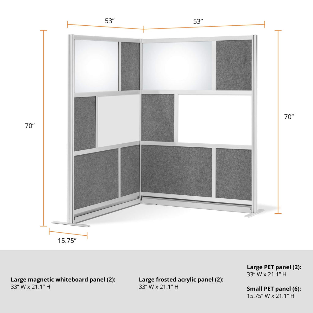 Stand Up Desk Store ReFocus Modular and Expandable Office Partition Wall System (53x70 Starter + 53x70 Extension)
