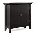 SIMPLIHOME Redmond Storage Cabinet - 32 inch Wide Solid Wood 2-Shelf Low Storage Cabinet in Hickory Brown, Transitional Accent Cabinet for Entryway with Adjustable Shelves and Tapered Legs