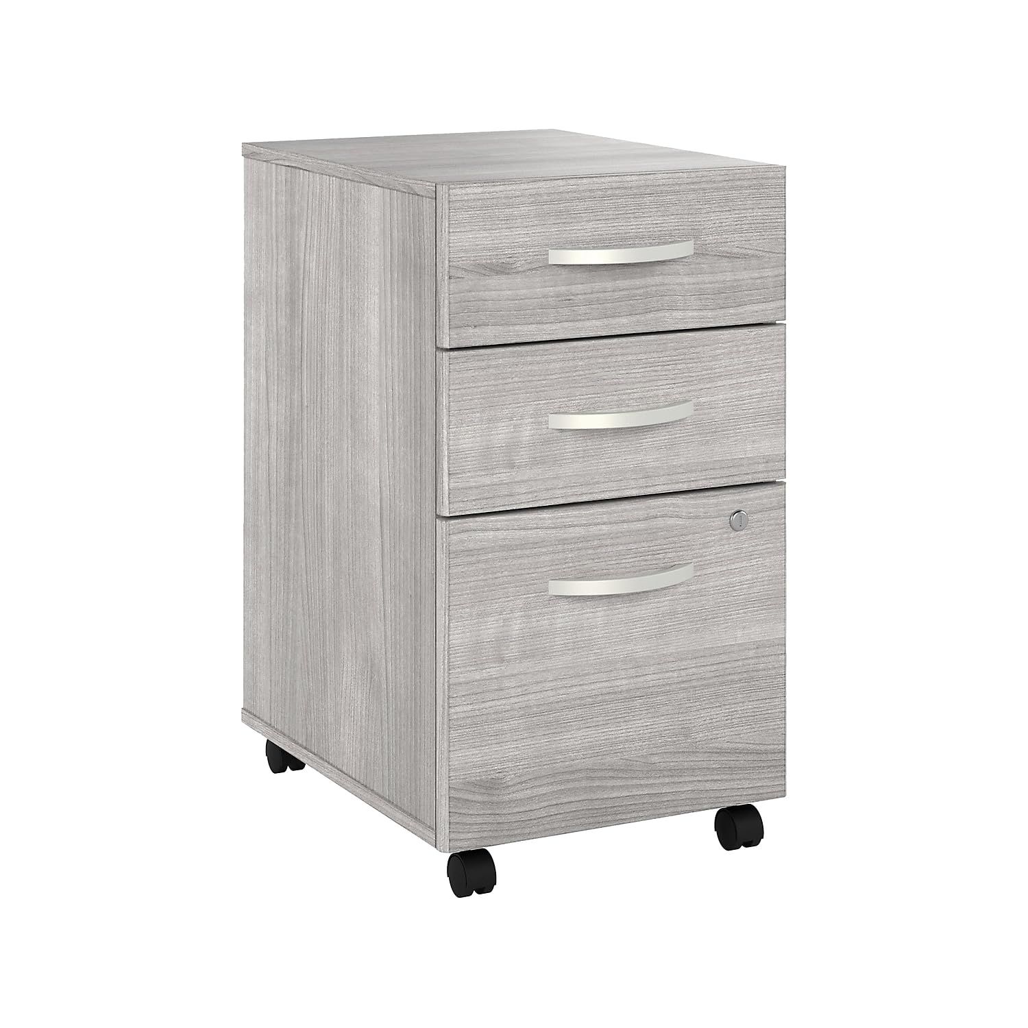 Bush Business Furniture Hybrid 3 Drawer Mobile File Cabinet-Assembled, Platinum Gray
