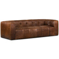 POLY & BARK Capa 96.5" Sofa – Chocolate Brown Full-Grain Pure-Aniline Italian Leather, Boxy Modern Design, Feather-Fiber Cushions, Solid Wood Frame