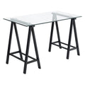 OSP Home Furnishings Middleton 47 Inch Desk with Clear Beveled Glass Top, Black Base