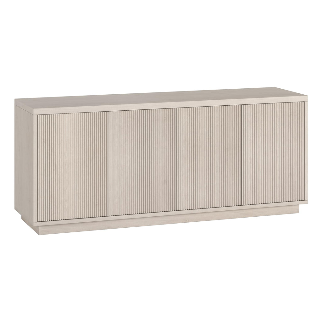 Henn&Hart Fluted TV Stand for TVs up to 65" with 2 Concealed Ribbed Storage Cabinets and Adjustable Shelves for Living Room, Family Room, or Office, Beech White